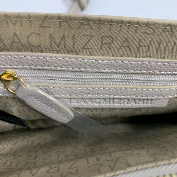 Isaac Mizrahi Women's Nolita Pebble Leather Accordion Bag Crossbody in Soft Gray - Picture 12 of 16